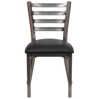 Flash Furniture HERCULES Series Clear Coated Ladder Back Metal Restaurant Chair - Black Vinyl Seat - 2 Pack-Set of 2 Metal Dining Chairs