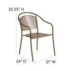 Flash Furniture Commercial Grade Gold Indoor-Outdoor Steel Patio Arm Chair with Round Back-Floor Protector Plastic Glides