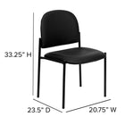 Flash Furniture Comfort Black Vinyl Stackable Steel Side Reception Chair-Steel Tubular Steel Frame