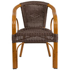 Flash Furniture Cadiz Series Rattan Restaurant Patio Chair with Red Bamboo-Aluminum Frame, Dark Brown (SDAAD632009D2)-Outdoor Restaruant Furniture