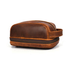 Tolredo Poseidon Leather Toiletry Bag - Brown-Finest oil pull-up leather, 100% genuine premium leather