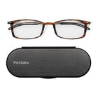 ThinOptics FrontPage Brooklyn Reading Glasses - +2.00 Strength - Tortoise with Milano Black Case-Comfort: ThinOptics reading glasses are feather-light. They grip with gentle pressure and can be moved up or down your nose for optimal fit and comfort.