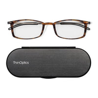 ThinOptics FrontPage Brooklyn Reading Glasses - +2.00 Strength - Tortoise with Milano Black Case-Comfort: ThinOptics reading glasses are feather-light. They grip with gentle pressure and can be moved up or down your nose for optimal fit and comfort.
