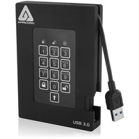 Apricorn Aegis Padlock 500GB Portable USB 3.0 External Hard Drive With Integrated Cable-500GB