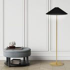 Dainolite Transitional Floor Lamp - 1 Light - Black/Gold Tapered Shade-Metal