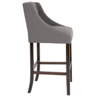 Flash Furniture Carmel Series 30" High Transitional Tufted Walnut Barstool with Accent Nail Trim - Dark Grey Fabric-Dark Grey Fabric Upholstery