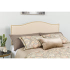 Flash Furniture Lexington Upholstered King Size Headboard with Accent Nail Trim - Beige Fabric-Brass Nailhead Trim