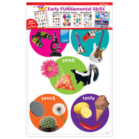 TREND enterprises, Inc. Early FUNdamental Skills Learning Chart Set - 10.75" x 16.12"-Photographic examples for English-language letters, numbers, and descriptive words