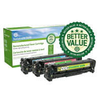 Staples Sustainable Earth HP 304A Reman Laser Toner Cartridge - Cyan/Magenta/Yellow - 3 Pack-Colour: cyan, magenta, yellow