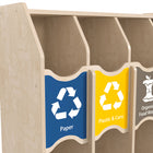 Flash Furniture Bright Beginnings Commercial Grade Wooden Pretend Play Recycling Station for Children-4 Open Compartments for Easy Access