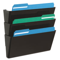 Deflecto EZ Link Stackable DocuPocket - 3 Pockets - Letter Size - Black - 3 Pack-Wall File