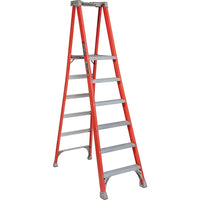 Louisville Ladder 72" Industrial Heavy-Duty Fibreglass Pro Platform Stepladder (FXP1700 Series), Stainless Steel (FXP1706)-Nominal Height: 8.5'
