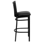 Flash Furniture HERCULES Series Black School House Back Metal Restaurant Barstool - Black Vinyl Seat - 2 Pack-Black Vinyl Upholstered Seat