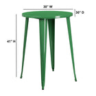 30'' Round Green Metal Indoor-Outdoor Bar Height Table (CH-51090-40-GN-GG)-30"W x 30"D x 41"H