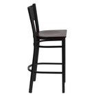 Flash Furniture HERCULES Series Black Grid Back Metal Restaurant Barstool - Mahogany Wood Seat-Grid Back Design