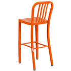 Flash Furniture 30" High Orange Metal Indoor-Outdoor Barstool with Vertical Slat Back-Orange Powder Coat Finish