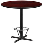 Flash Furniture Laminate 42" Round X-Base Table, Mahogany (XURD42MAT33B4F)-Bar Height Hospitality Table