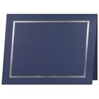 St. James Document/Certificate Holders - Silver Foil Border - Linen Finish - Navy Blue - 5 Pack - 83847-Easy to insert any letter size (8-1/2" x 11") documents into the die-cut corner slots