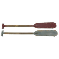 Cathay Importers Rustic Wood Paddle Wall Decor, Antique Burgundy and Blue, Large, 2 Pack (EC-09-0716)-45"W x 1.5"D x 5"H