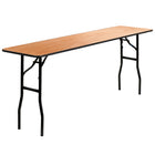 Flash Furniture 18" x 72" Rectangular Wood Folding Training / Seminar Table with Smooth Clear Coated Finished Top-Ready To Use Commercial Table