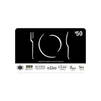Creative Restaurant Group $50 Gift Card-Air Miles cannot be collected on Gift Card purchases.