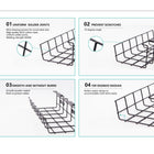 ShoppingAll Under Desk Cable Management Mesh Tray - Black - 4 Pack-User Friendly Design: Precisely engineered design details of the product start from 70 degrees wire angle to prevent scratches, smooth powder-coated surface to protect wires, and 109 degrees radian design to accommodate more items