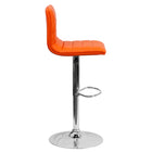 Flash Furniture Contemporary Orange Vinyl Adjustable Height Barstool with Horizontal Stitch Back & Chrome Base - 2 Pack-Orange Vinyl Upholstery