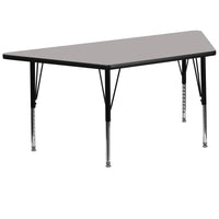 Flash Furniture 30''W x 60''L Trapezoid Activity Table with 1.25'' High Pressure Top and Height Adjustable Pre-School Legs, Grey-Grey Laminate