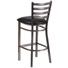 Flash Furniture HERCULES Series Clear Coated Ladder Back Metal Restaurant Barstool - Black Vinyl Seat-Black Vinyl Upholstered Seat