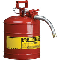 Justrite Type II AccuFlow Safety Cans, 1", 2 1/2 Gal, Red-AccuFlow™ exclusive Safe-Squeeze® trigger mechanism allows for smooth flow and accurate pouring
