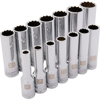 Dynamic Tools 3/8" Drive 14 Piece 12 Point, Deep Metric Socket Set, 6mm - 19mm-Contains: 6, 7, 8, 9, 10, 11, 12, 13, 14, 15, 16, 17, 18, 19mm