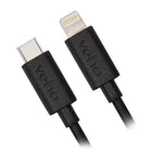 Veho Pebble USB-C to Lightning Charge and Sync Cable - 0.2-m/0.7-ft - Black-Features a soft Taction rubber finish for durability perfect for business users, students and general use