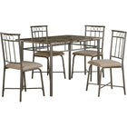 Monarch Specialties 1029 5-Piece Dining Set - Espresso Marble/Bronze Metal-This five piece dining set includes a sleek, cappuccino marble table with bronze tube metal legs and a decorative apron that will bring a touch of style to your home