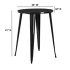 30'' Round Black Metal Indoor-Outdoor Bar Height Table (CH-51090-40-BK-GG)-30"W x 30"D x 41"H