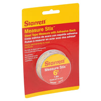Starrett Measure Stix Steel Measuring Tape With Adhesive Backing, 3/4" x 6' - 2 M, Ft/In - Mm Graduations - 12 Pack-Blade Length: 6' - 2 m