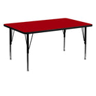 Flash Furniture 30''W x 60''L Rectangle Activity Table with Thermal Fused Top and Height Adjustable Pre-School Legs, Red-Oak Laminate