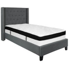 Flash Furniture Riverdale Twin Size Tufted Upholstered Platform Bed with Memory Foam Mattress - Dark Grey Fabric-Bed