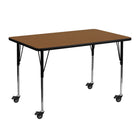 Flash Furniture Mobile 24"W x 48"L Rectangular Oak HP Laminate Activity Table - Standard Height Adjustable Legs-Popular Rectangular Activity Table