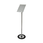 Futech FSH005B Landscape/Portrait Floor Sign Holder - 8.75" x 11.25" Signs - Black-The FSH005B floor stand holder is a 360-degree adjustable display for retail needs. This stand is suited for an indoor environment where promotions, menu items, and general information can be used.
