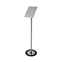 Futech FSH005B Landscape/Portrait Floor Sign Holder - 8.75" x 11.25" Signs - Black-The FSH005B floor stand holder is a 360-degree adjustable display for retail needs. This stand is suited for an indoor environment where promotions, menu items, and general information can be used.
