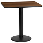 Flash Furniture 24'' x 30'' Rectangular Laminate Table Top, Walnut with 18'' Round Table-Height Base (XUWA2430TR18)-Hospitality Table