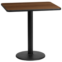 Flash Furniture 24'' x 30'' Rectangular Laminate Table Top, Walnut with 18'' Round Table-Height Base (XUWA2430TR18)-Hospitality Table