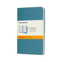 Moleskine CahierJournals - Brisk Blue - Ruled - Pocket 5 1/2" x 3 1/2" - 3 Pack-Brisk Blue flexible, heavy-duty cardboard covers