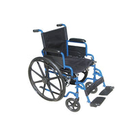 Drive Medical Blue Streak Wheelchair with Flip Back Desk Arms, 16" Seat, Swing Away Footrest-Blue, Steel