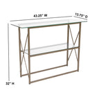 Flash Furniture Mar Vista Collection Glass Console Table with Matte Gold Frame-Rectangle Top