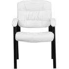 Flash Furniture Leather Executive Side Reception Chair with Black Metal Frame - White-Guest Chair