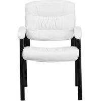 Flash Furniture Leather Executive Side Reception Chair with Black Metal Frame - White-Guest Chair