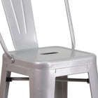 Flash Furniture 30" High Silver Metal Indoor-Outdoor Barstool with Back-Seat Size: 12''W x 12''D