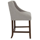 Flash Furniture Carmel 24"H Transitional Walnut Counter Height Stool with Accent Nail Trim - Light Grey Fabric - 2 Pack-Light Grey Fabric Upholstery