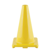 Champion Sports Vinyl Cone, 12", Yellow, 3 Pack (CHSC12YL)-Create an obstacle course, mark boundaries, or practice agility